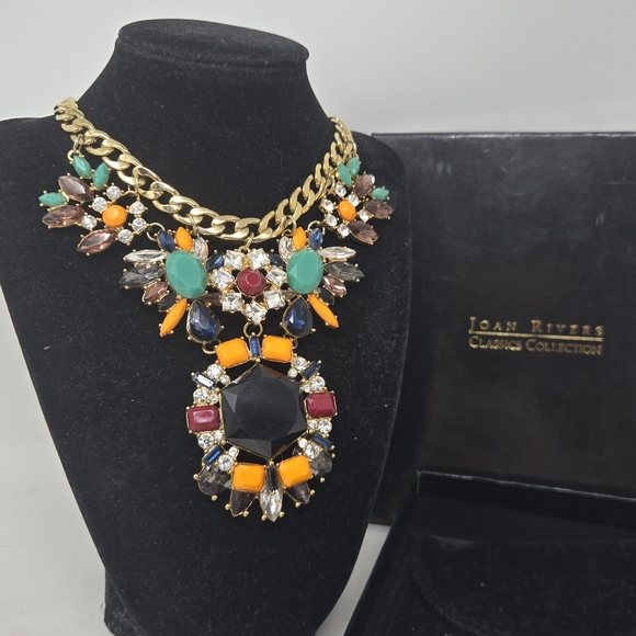 JOAN RIVERS Collection Statement Necklace With Multi Colored Rhinestones Y2K - Picture 3 of 10